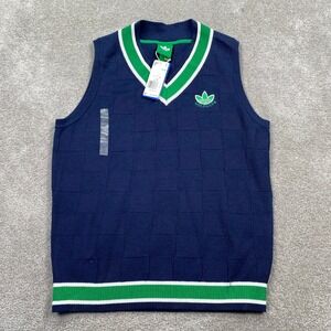 Adidas Golf Club Sweater Vest Night Indigo Blue Green V-Neck Mens Medium NEW